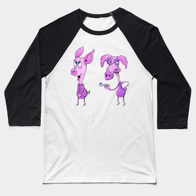 piglet on ice Baseball T-Shirt by idrawcartoons